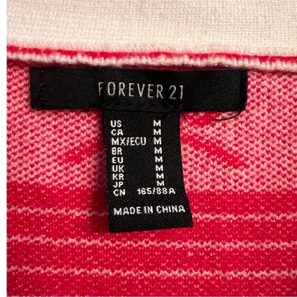 Forever 21 Coquette Striped Bow Ivory Red Knit Cardigan Sweater Size Medium - Picture 4 of 8